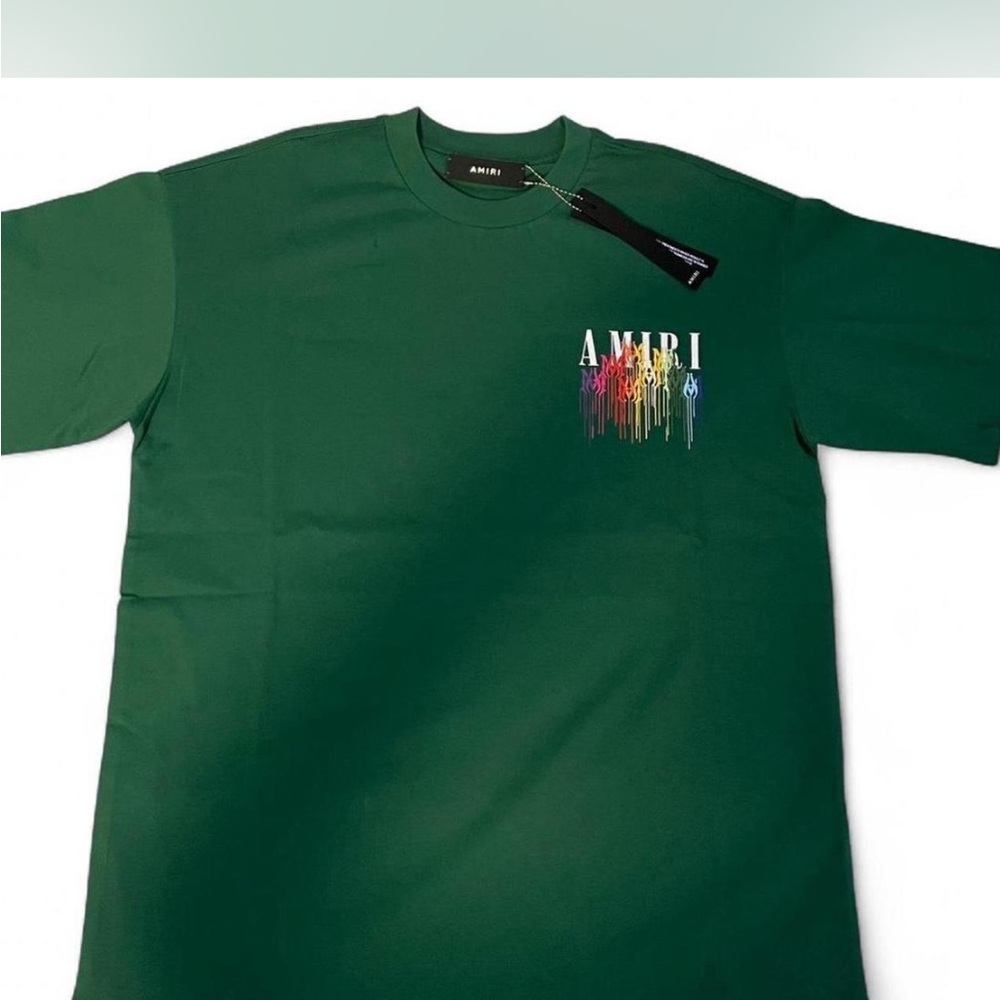 AMIRI Forest Green Drip Logo Tee